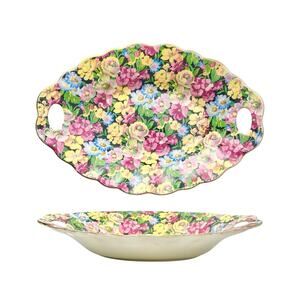 James Kent “Florita” Small Ceramic Chintz Floral Rose Serving Dish 7 1/4” #5008